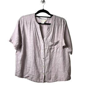 C&C California 100% linen purple button up‎ top women’s large